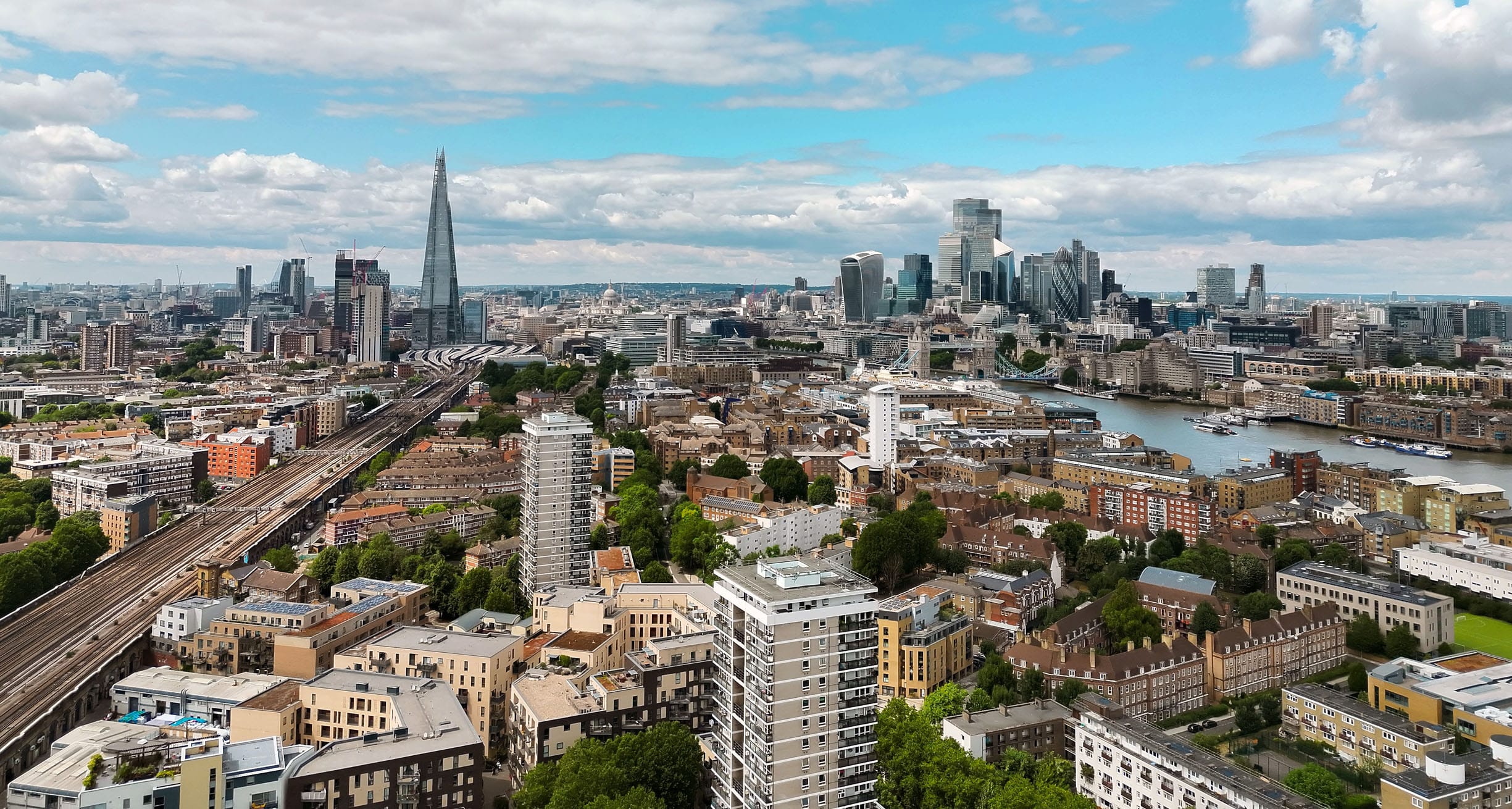 Image of a cityscape captured by a drone